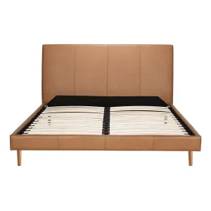 Jamie King Bed Frame in Urbane Leather Light Brown / Clear by OZ Design, a Beds & Bed Frames for sale on Style Sourcebook