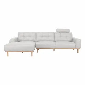 Stratton 3 Seater Sofa + Chaise LHF in Warmth Leather in Light Grey by OZ Design, a Sofas for sale on Style Sourcebook