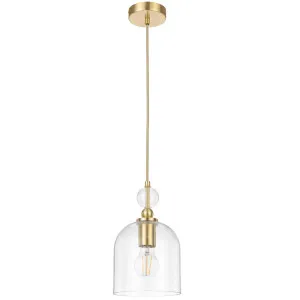 Telbix Rotif Classic Pendant with Clear Glass Dome and Brass Accents Brass by Telbix, a Pendant Lighting for sale on Style Sourcebook