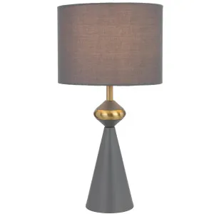 Telbix Satillo Minimalist Table Lamp with Sleek Cone Base and Fabric Drum Shade Grey by Telbix, a Table & Bedside Lamps for sale on Style Sourcebook