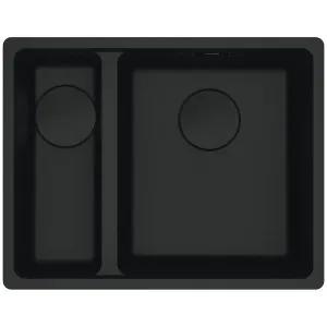 Franke Maris 340/150mm 1 and 1/2 Bowl Left Flushmount Sink with Extension Drainer Matte Black MRG260SBLMB-FPC by Franke, a Kitchen Sinks for sale on Style Sourcebook