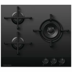 Fisher & Paykel Series 9 60cm Three Burner LPG Gas Cooktop Black Glass CG603DLPGB4 by Fisher & Paykel, a Cooktops for sale on Style Sourcebook