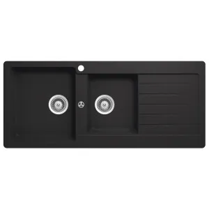 Abey Schock Typos 1 and 3/4 Left Hand Bowl Sink With Drainer Onyx TD200BL by Abey, a Kitchen Sinks for sale on Style Sourcebook