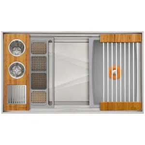 The Galley Ideal ThinTop WashStation 3S Natural Golden Bamboo IWA-3-S-TT-BA by The Galley, a Kitchen Sinks for sale on Style Sourcebook