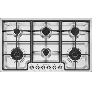 Smeg 90cm Classic 6 Burner Stainless Steel Cooktop PGA962 by Smeg, a Cooktops for sale on Style Sourcebook