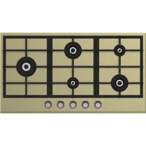 Spezialist 94cm Natural Gas Cooktop 5 Burner Stainless Steel Plate Brass Surface S30945SPBBRNG by Spezialist, a Cooktops for sale on Style Sourcebook