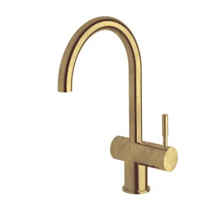 Sussex Taps Voda Curved Sink Mixer Tap Living Tumbled Brass VSMC-23 by Sussex Taps, a Kitchen Taps & Mixers for sale on Style Sourcebook
