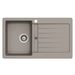 Abey Schock Typos Left Hand Single Bowl with Drainer - Concrete TD100CL by Abey, a Kitchen Sinks for sale on Style Sourcebook