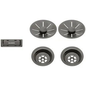 Blanco InFino Waste Kit for Double Bowl Satin Dark Steel 206901 by Blanco, a Kitchen Sinks for sale on Style Sourcebook