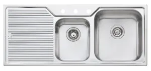 Oliveri Nu-Petite 1 & 3/4 Bowl Topmount Sink with Left Hand Drainer NP6123TH by Oliveri, a Kitchen Sinks for sale on Style Sourcebook