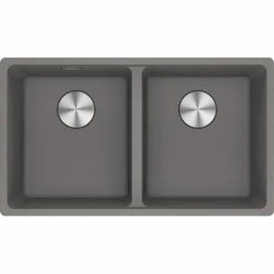 Franke Maris 350mm Double Bowl Flushmount Sink Stone Grey MRG220-35SG-B by Franke, a Kitchen Sinks for sale on Style Sourcebook
