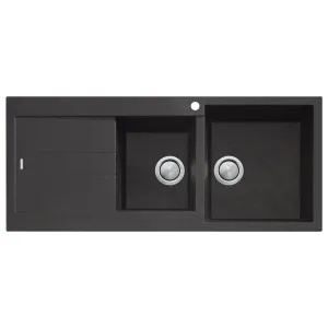 Oliveri Santorini Right-Hand Basin 1 & 3/4 Basin And Drainer - Black ST-BL1510RHB by Oliveri, a Kitchen Sinks for sale on Style Sourcebook