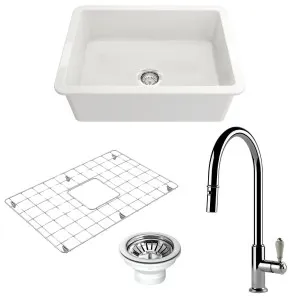 Turner Hastings Cuisine 68 Sink Pack with Chrome Ludlow Pull Out Mixer Tap and Accessories PKG042 by Turner Hastings, a Kitchen Sinks for sale on Style Sourcebook
