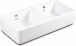 Shaws Double Bowl 800 Handcrafted Fireclay Sink SCLD800WH by Shaws, a Kitchen Sinks for sale on Style Sourcebook