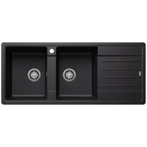 Blanco LEGRA 8S Double Bowl Top Mount Sink with Right Hand Drainer Silgranit Black 528072 by Blanco, a Kitchen Sinks for sale on Style Sourcebook