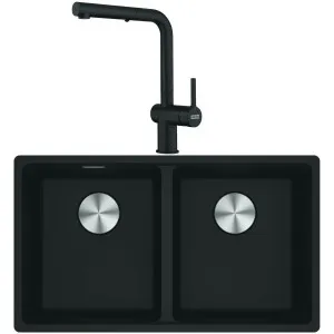 Franke Maris Double Bowl Sink and Pull-Out Tap Matte Black MRG620MBTA7721B by Franke, a Kitchen Sinks for sale on Style Sourcebook