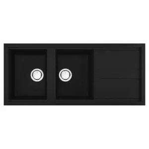 Artusi Granitek Series Double Bowl Sink with Drainer Black AGS1162B by Artusi, a Kitchen Sinks for sale on Style Sourcebook