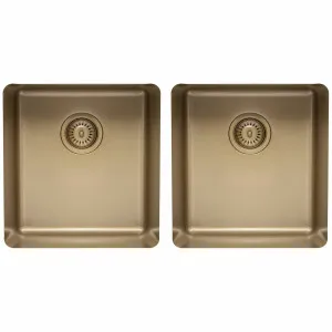 Titan Medium and Medium Double Bowl Sink Pearl Gold TSPG4040 by Titan, a Kitchen Sinks for sale on Style Sourcebook