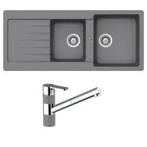 Abey Schock Typos 1 & 3/4 Bowl Sink and Armando Vicario ISA Pull Out Kitchen Mixer Tap - Croma TD200T2CR by Abey, a Kitchen Sinks for sale on Style Sourcebook