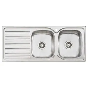 Oliveri Endeavour Double Bowl Topmount Sink with Left Hand Drainer EE72 by Oliveri, a Kitchen Sinks for sale on Style Sourcebook