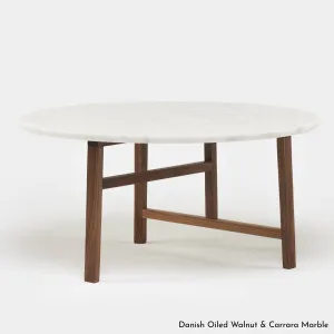 De La Espada Trio Round Coffee Table with Stone Top and Walnut Timber Base 754MMW by De La Espada, a Coffee Table for sale on Style Sourcebook