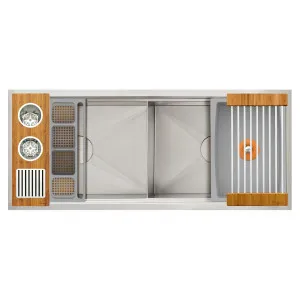 The Galley Ideal WashStation 4D Double Bowl Wash Kit Bamboo IWA-4-D-BA by The Galley, a Kitchen Sinks for sale on Style Sourcebook
