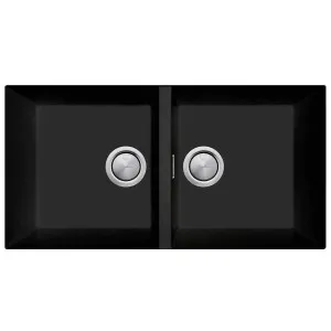 Oliveri Santorini Double Bowl Undermount Sink Matte Black ST-MB1563U-OF by Oliveri, a Kitchen Sinks for sale on Style Sourcebook