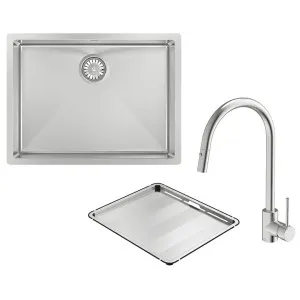 Abey Alfresco 540 Large Bowl Sink with Drain Tray and Gareth Ashton Pull Out Kitchen Mixer Tap FRA540T15 by Abey, a Kitchen Sinks for sale on Style Sourcebook
