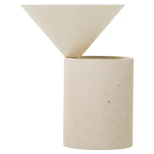 De La Espada Laurel Side Table - Limestone and Bone Gloss 103SM-LSTMARBLEBLG by De La Espada, a Side Table for sale on Style Sourcebook