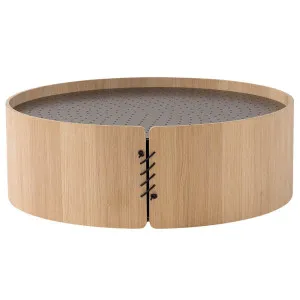 Amura Setacci 90cm Coffee Table - Metal RAL8019 Top and Natural Oak Base AM082-T531-T572 by Amura, a Coffee Table for sale on Style Sourcebook