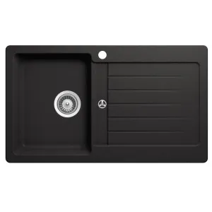 Abey Schock Typos Left Hand Single Bowl with Drainer - Nero TD100NL by Abey, a Kitchen Sinks for sale on Style Sourcebook