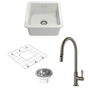 Turner Hastings Cuisine 46 Sink Pack with Brushed Nickel Ludlow Pull Out Mixer Tap and Accessories PKG047 by Turner Hastings, a Kitchen Sinks for sale on Style Sourcebook
