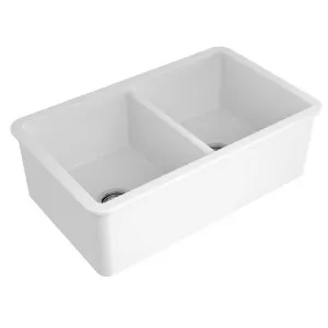 Turner Hastings Cuisine 85 x 46 Fine Fireclay Double Bowl Sink Gloss White CUD85FS by Turner Hastings, a Kitchen Sinks for sale on Style Sourcebook