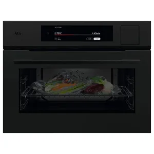 AEG 60cm 9000 Series Compact SteamPro Built-In Combi-Steam Oven with SousVide - Matte Black NKB9A82KT by AEG, a Ovens for sale on Style Sourcebook