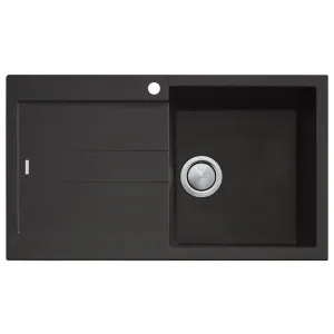 Oliveri Santorini Right-Hand Basin Single Basin And Drainer - Black ST-BL1520RHB by Oliveri, a Kitchen Sinks for sale on Style Sourcebook
