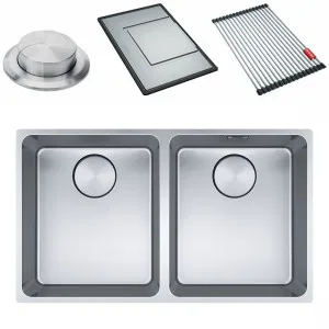 Franke Mythos 340mm Double Bowl Undermount Sink with Accessories MYX120-3434FPC by Franke, a Kitchen Sinks for sale on Style Sourcebook