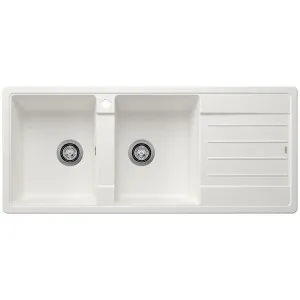 Blanco LEGRA 8S Double Bowl Top Mount Sink with Right Hand Drainer Silgranit White 528071 by Blanco, a Kitchen Sinks for sale on Style Sourcebook