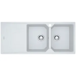 Franke Urban Double Bowl Topmount/Flush Mount Sink with Left Hand Drainer - White UBG621PWLHD by Franke, a Kitchen Sinks for sale on Style Sourcebook