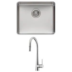 Oliveri Sonetto Single Bowl Sink and Essente Pull Out Tap Pack SS31625SN1050U by Oliveri, a Kitchen Sinks for sale on Style Sourcebook