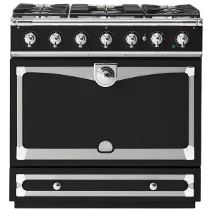 La Cornue Albertine 90cm Dual Fuel Freestanding Oven Matte Black with Polished Chrome ALB90DFMB-C by null, a Cooktops for sale on Style Sourcebook
