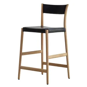 Pinch Avery Upholstered Bar Stool - Oak and Black Leather PI-BS-AV-OAK-HOU by Pinch, a Chairs for sale on Style Sourcebook