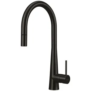 Oliveri Essente 316 Stainless Steel Goose Neck Pull Out Mixer - Brushed Black SS31625-BL by Oliveri, a Kitchen Taps & Mixers for sale on Style Sourcebook