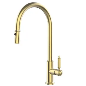 Turner Hastings Novanta Pull Out Sink Mixer Brushed Brass NV502PM-BB by Turner Hastings, a Kitchen Taps & Mixers for sale on Style Sourcebook