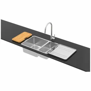 Abey 1 and 1/2 Bowl Sink with Accessories & Pull Out Mixer Tap NL180T12 by Abey, a Kitchen Sinks for sale on Style Sourcebook