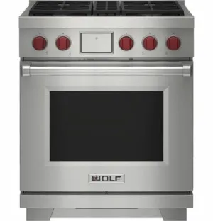 WOLF 76cm Freestanding Dual Fuel Oven/Stove with 4 Burners - LPG Gas ICBDF30450SPLPG by Wolf, a Cooktops for sale on Style Sourcebook