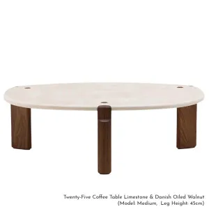 De La Espada Twenty-Five Small Coffee Table - Limestone and Danish Oiled Walnut Walnut 686SW-TFCTMARLIMDOW by De La Espada, a Coffee Table for sale on Style Sourcebook