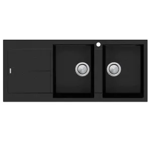 Oliveri Santorini Double Bowl Topmount Sink with Right Hand Drainer Black ST-BL1515-RHB by Oliveri, a Kitchen Sinks for sale on Style Sourcebook