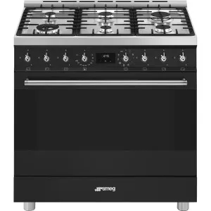 Smeg 90cm Classic Freestanding Dual Fuel Matte Black Stove CS9GMMBA2 by Smeg, a Cooktops for sale on Style Sourcebook
