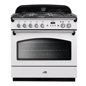 Falcon 90cm Classic FX Stone White-Chrome Dual Fuel Freestanding Oven CLA90FXDFWHCH by Falcon, a Cooktops for sale on Style Sourcebook