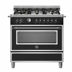 Bertazzoni 90cm Heritage Series Matte Black Dual Fuel Freestanding Oven HER96L1ENET by Bertazzoni, a Cooktops for sale on Style Sourcebook